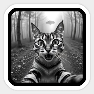 Cat Selfie with Alien, Cat Lovers Gifts for Men, Women & Kids Sticker